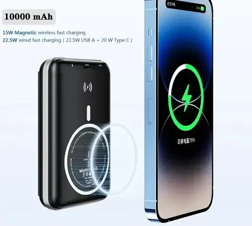 Магнитный повербанк PBDY202 10000 мА·ч Беспроводная зарядка 15 Вт, быстрая зарядка 22,5 Вт, магнитная зарядка Apple Watch 3 Вт - фото 6