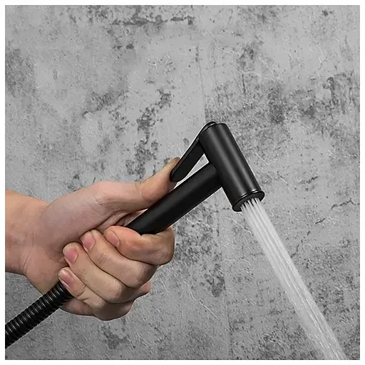 Набор гигиенического душа скрытого монтажа Gappo G7290-6 с термостатом и крючком, черный, Черный матовый - фото 3