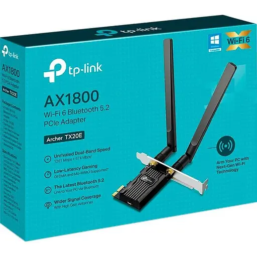 WiFi-адаптер TP-Link WiFi Archer TX20E AX1800, PCI-Express x1, BT5.2 (ARCHER-TX20E) - фото 2