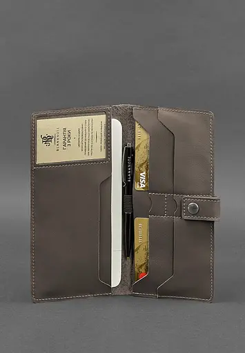 Кожаный тревел-кейс (органайзер для документов) 6.0 темно-бежевый - фото 3