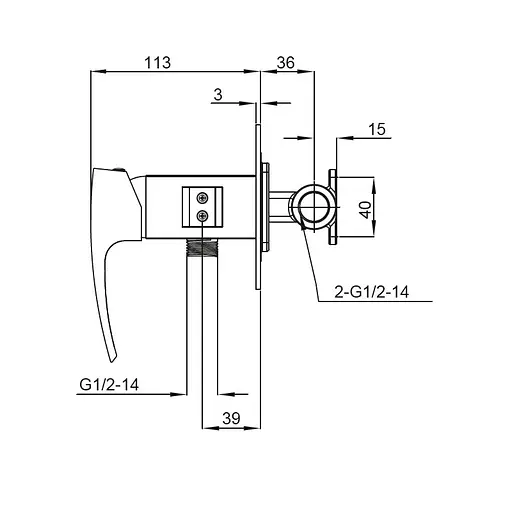 Гигиенический душ скрытого монтажа Koer KB-23007-01 KR3468, Хром - фото 2