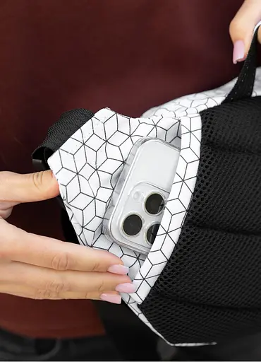 Большая женская поясная сумка бананка Sambag DynamicDart принт "Square" 38×21×7 см (80411150) - фото 7