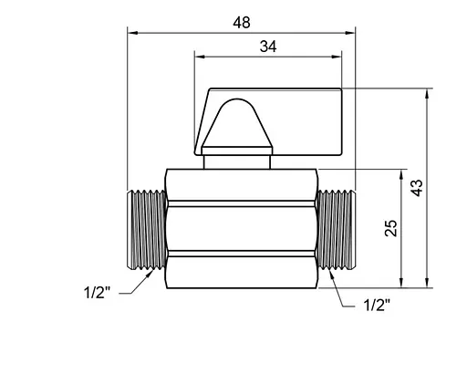 Кран кульовий міні Thermo Alliance Standart 1/2" ЗЗ прямий, хром, півметелик SD189W15 - фото 4