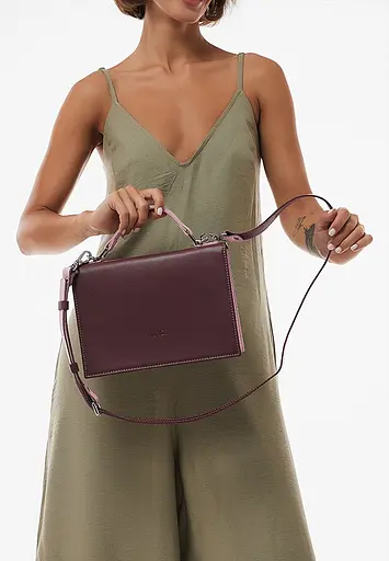 Жіноча шкіряна сумка Grace бордовий/рожевий - фото 4