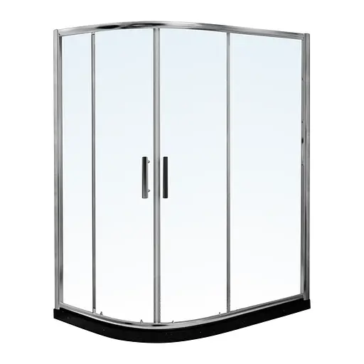 Душевая кабина угловая RJ 110x80 раздвижная прозрачное стекло 8 мм с покрытием Nano с ПВХ-подиумом и полочкой хром K9177-FBM-1006 right, Правая, прозрачная, хром - фото 1