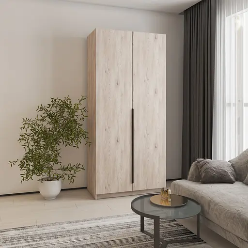 Шафа 2-дверна MebelStar Оскар ДСП BG, комплект полиць 100x52x220 см Аляска сірий (MBS-4499)