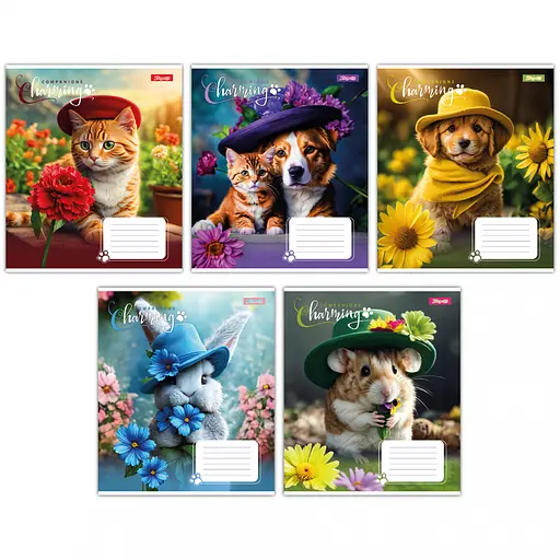 Зошити учнівські 24 аркуша лінія 1B Charming companions, 20 шт. в упаковці