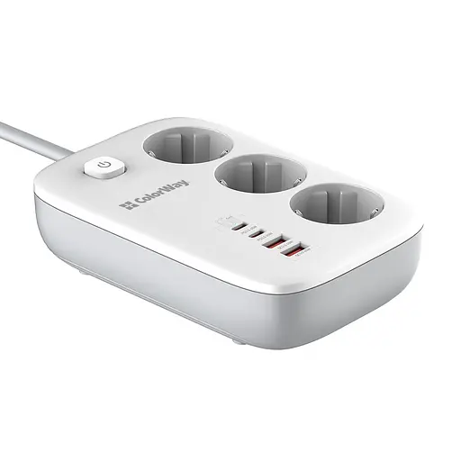 Мережевий фільтр-подовжувач СolorWay 3 розетки/4USB GaN3 Pro PD (2USB-A + 2 TYPE-C) (65W) 2 м (CW-CHE34PDW) - фото 5