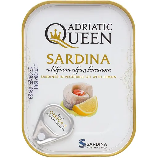 Набір: сардини Adriatic Queen з лимоном в олії 105 г + тунець EVA філе в розсолі 160 г (2 шт. x 80 г) - фото 2