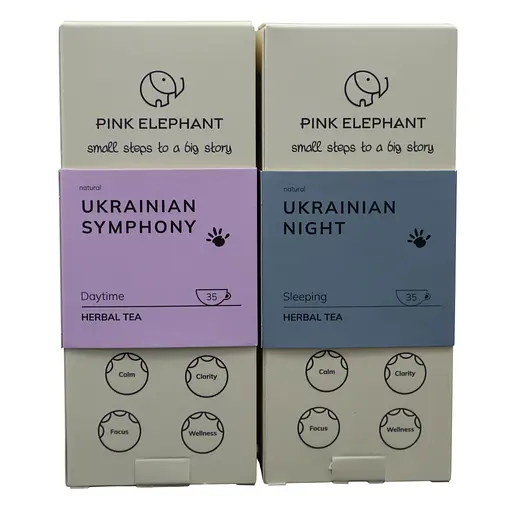 Чай Ukrainian Herbal Symphony — Подарочный набор травяных чаев Pink Elephant, 2x70 г