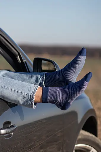 Высокие носки в полоску бесшовные 100% ORGANIC cotton JILL ANTONY синие 38-40 - фото 2