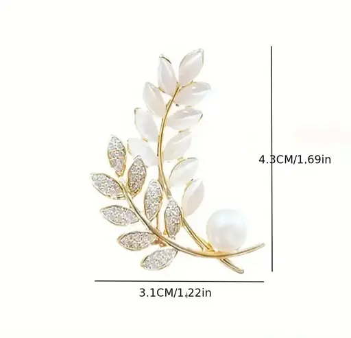 Брошка Колосок з цинкового сплаву вставка гірський кришталь 31x43 мм жіноча елегантна прикраса Золотистий - фото 2