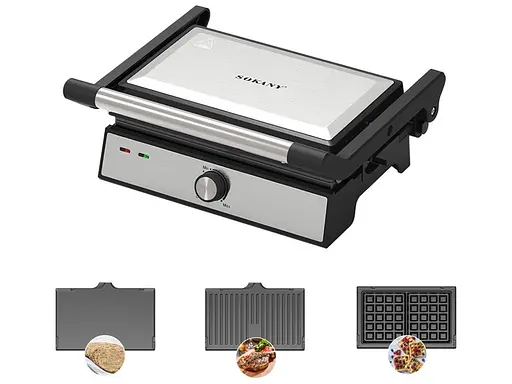 Электрогриль Sokany SK-08092 3в1 прижимной с антипригарным покрытием 1500Вт Серебристый - фото 5