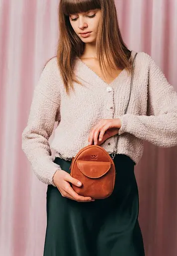 Міні-сумка Kroha коньячна вінтажна - фото 2