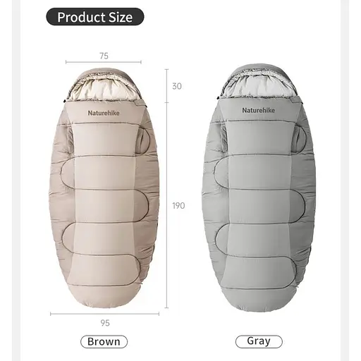 Спальный мешок овальный Naturehike PS200 CNK2350WS026, бежевый - фото 10