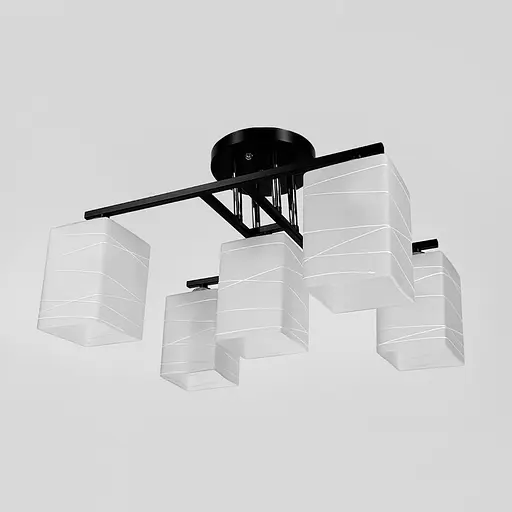 Прямокутний плафонний світильник на 5 ламп в чорному корпусі 43х34 см | Арт. 6944/5 BK+CH | Line F - фото 4