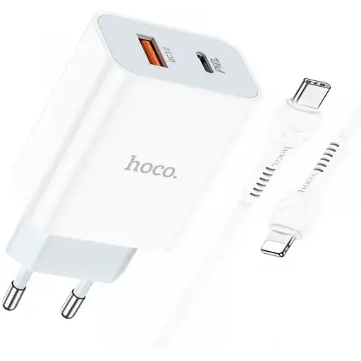Зарядный комплект Hoco C97A 20 W 1PD 1 USB QC 3.0 charger + Type-C-to-iP Cable - фото 1