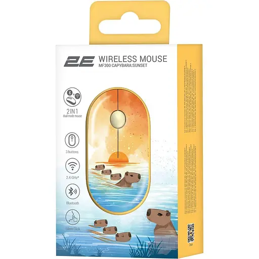 Бездротова миша 2E MF300 CAPYBARA:SUNSET Silent WL BT, жовтий (2E-MF300WCAPIBARAYW) - фото 2