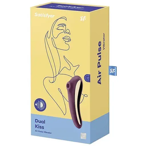 Вакуумний стимулятор із вібрацією Satisfyer Dual Kiss Бордовий - фото 5