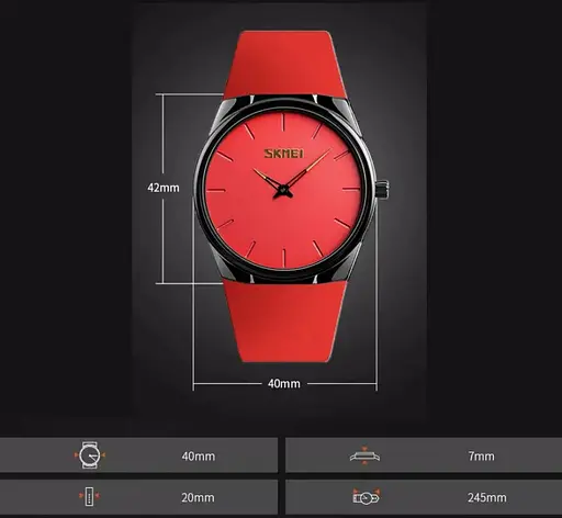 Наручные классические часы Skmei 1601S красные - фото 3