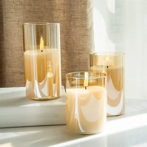 Стеклянные беспламенные свечи Eywamage с дистанционным управлением 3 шт. Realstic LED - фото 3