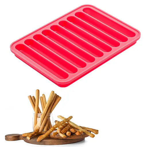 Форма силіконова для випічки хлібних паличок Гриссіні 15х11х1 см, A-plus Червоний 86256 - фото 1