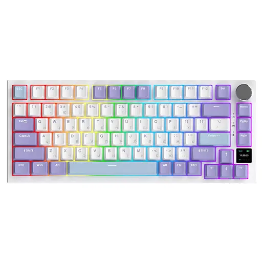 Клавиатура игровая механическая беспроводная Ajazz AK-820WP PRO White-Purple RGB Flying Fish Switch Hot-Swap 2.4G/Bluetooth/USB