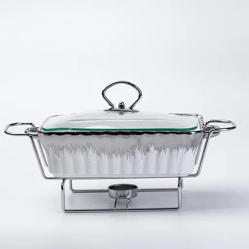 Марміт настільний прямокутний Yiwu HP1019 термостійкий скляний посуд з підігрівом 27см - фото 2