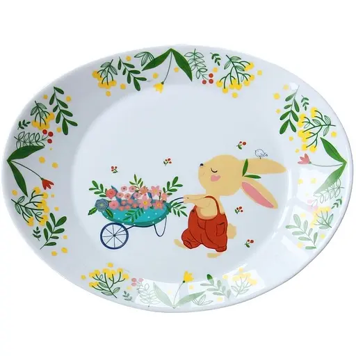 Тарелка Galleryglass Prometeo Зайка с цветочной коляской 32 x 26 см (85006022/2) - фото 1