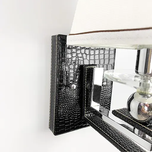 Бра з класичним тканинним абажуром та екошкірою Line F S 1449/1 BK - фото 4