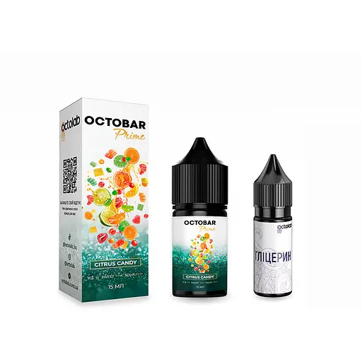 Набір компонентів для самозамісу сольової заправки Octobar Prime 15 мл Citrus Candy Цитрусові цукерки 0-50 мг (19051) - фото 1