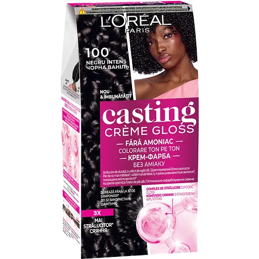 Краска-уход для волос без аммиака L'Oreal Paris Casting Creme Gloss тон 100 Черная Ваниль 120 мл (A6269376)