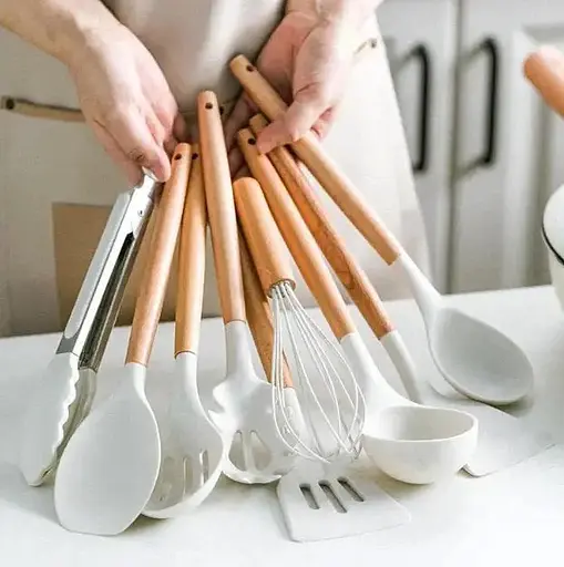 Набір кухонного приладдя Zepline ZP0102 силіконовий 19 предметів Бежевий - фото 3