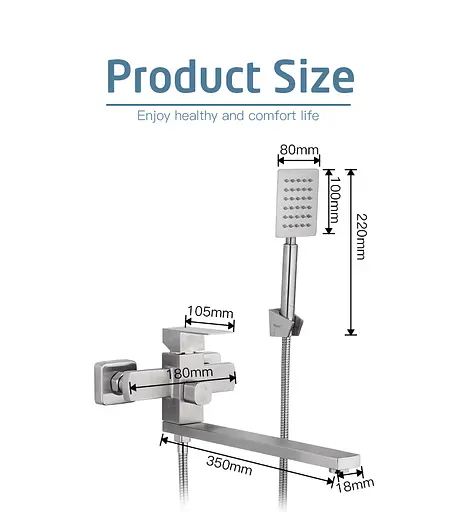 Смеситель для ванны длинный гусак гайка Ø35 Frap 1/8 F22802 (H802) Нержавеющая сталь - фото 2