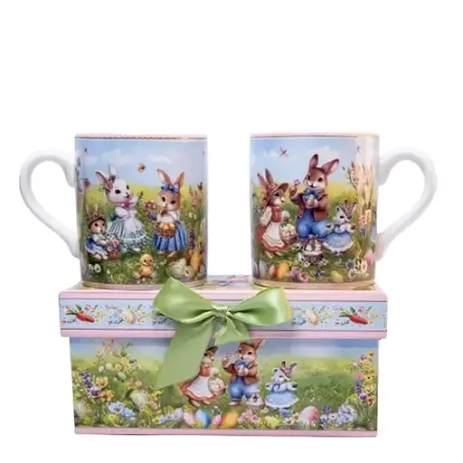 Набір чашок порцелянових Rabbit Family HP-7323-8 220 мл 2шт кольоровий чашки чайні подарункові Yiwu HP-7323-8 - фото 1