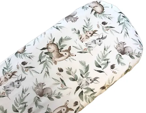 Простынь хлопковая Moontime в коляску "Олени с зайчиками" - фото 1