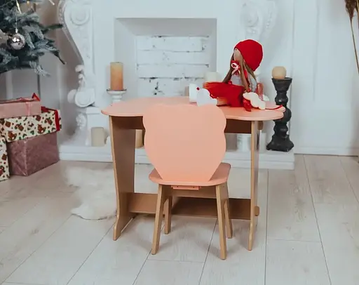 Дитячий письмовий столик та стільчик кришка Хмарка (Персиковий) Олень - фото 3