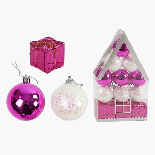 Набір ялинкових прикрас Кулі та подарунки, 12 шт., 5 см C67386