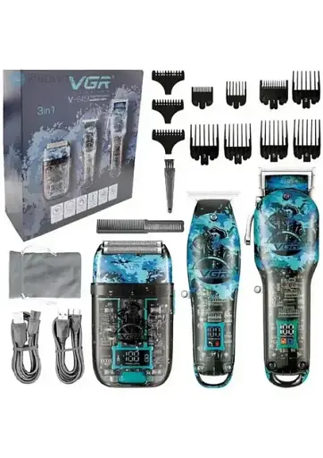 Професійний набір 3в1 VGR V-645 тример, машинка для стрижки волосся та електробритва - фото 2