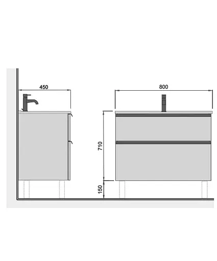 Тумба Мойдодир Rome 80-U с умывальником Debut 80 на подвесная/напольная Графит - фото 10