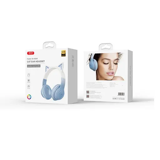 Наушники XO bluetooth BE38 Cats Ear Colourful Lights Headband bluetooth 5.3 RGB-подсветка для мобильных - фото 2