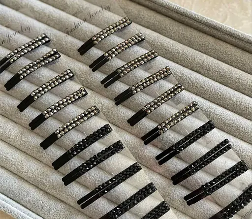 Набір металевих шпильок невидимий для волосся з кристалами 20 шт. - фото 1