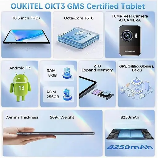 Планшет Oukitel OKT3 8/256GB Gray - фото 5