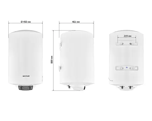 Водонагреватель "Цилиндр" Mixxus EWH-08100 Round Dry накопительный 100 л сухой тэн 2 kW WH0610 - фото 3