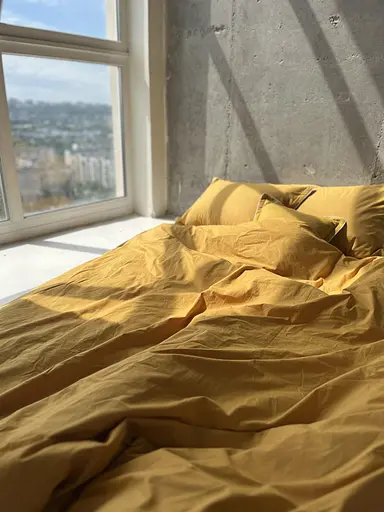 Комплект постільної білизни полуторний 155х215 см варена бавовна White Dream Охра (2006/2) - фото 5