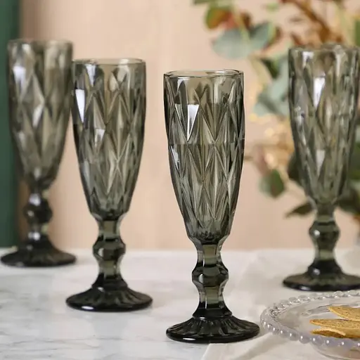 Набор бокалов для шампанского A-PLUS 6шт Подарочные стеклянные фужеры для коктейлей 150мл Smoky grey - фото 2