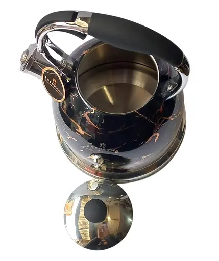 Чайник Edenberg из нержавеющей стали со свистком черный мармор 3 л (EB-8868) - фото 3