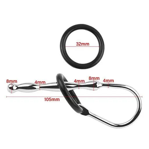 Стальной уретральный катетер с эрекционным кольцом. - фото 4