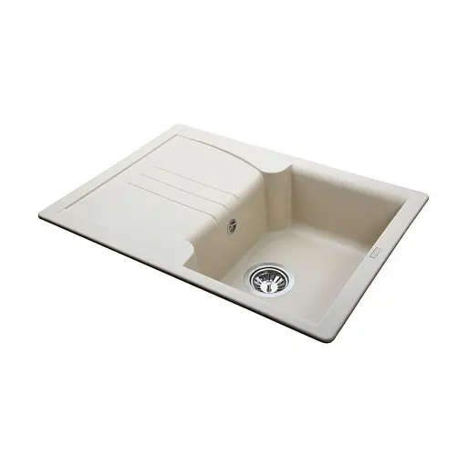 Гранитная мойка Globus Lux Balaton слоновая кость 680x500 мм, Бежевый - фото 4