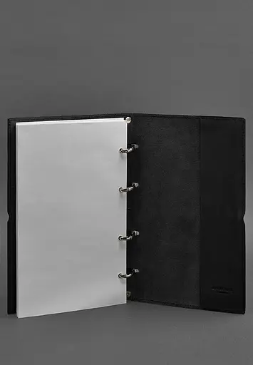 Шкіряний блокнот А4 на кільцях (Софт-бук) 9.0 в м'якій обкладинці чорний краст - фото 5